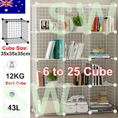 6 To 25 Cubes DIY Wire Storage Shelves Cabinet Metal Display Shelf Toy Book Rack • $130.99
