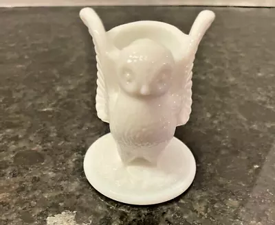 *Adorable*Vintage*Milk Glass OWL*Toothpick Holder*Candle Holder • $15