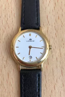 $40 • Buy 1990s Women's Lorenz Quartz Swiss Made Gold Plated Date 7 Jewels Movt 27mm Watch