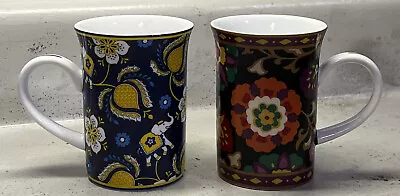 2 Vera Bradley Elephants & Floral 8 Ounce Coffee Cups Mugs • $17.99