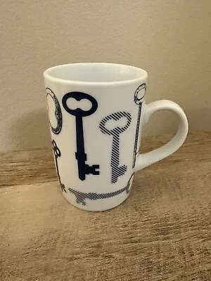 Danica Studio Coffee Mug Vintage Keys White Black Cup Ceramic • $10.95