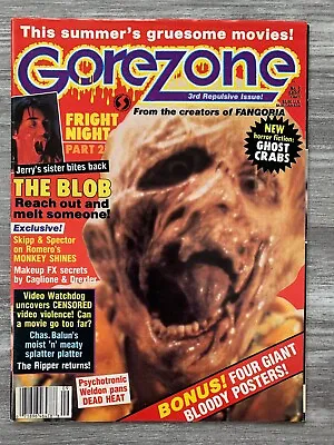$15.25 • Buy 1988 GOREZONE Horror Magazine #3 VG 4.0 The Blob / Fright Night W/ 4 Posters