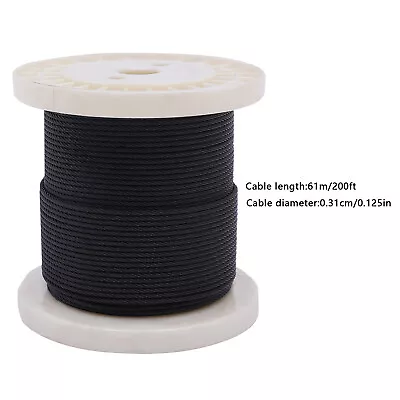 200-400ft 1/8  Black Cable Railing Kit T316 Stainless Wire Rope Cable 7x7 Strand • $53.20