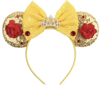 Beauty And The Beast Minnie Mouse Ears Headband-Disney Belle Mickey Ear HANDMADE • $12.99