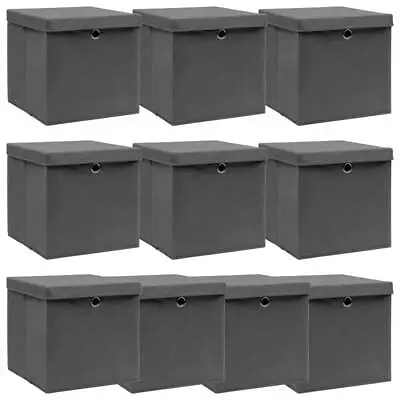 Storage Boxes With Lids 10 Pcs Grey 32x32x32 Cm Fabric • £56.99