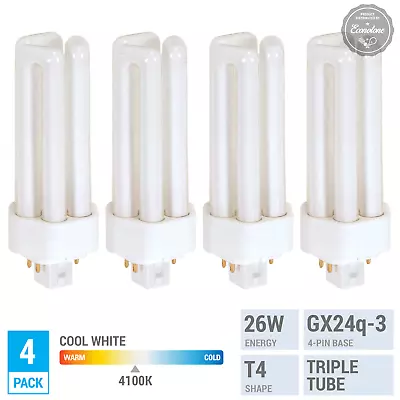 Pack CF26DT PL-T 26W F26TBX Triple Tube T4 Bulbs 4-Pin GX24q-3 4100K Cool White • $17.65