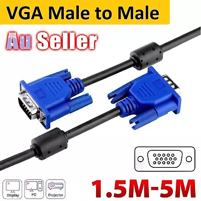 VGA SVGA 15pin Male To Male Cable Extension Cable PC Monitor LCD HD Screen Cable • $11.99