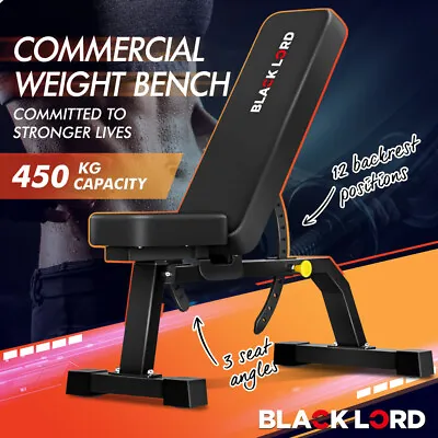 BLACK LORD Commercial Weight Bench Flat Incline Press Sit-up Fitness Home Gym • $129.95