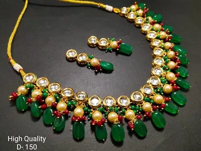 High Quality Ever Green Kundan Meena Jewelry Set Elegant Rajasthani Islamic A • $32.39