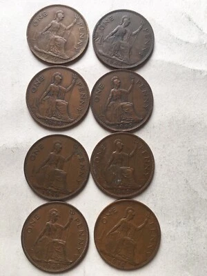 £2.19 • Buy King George Vi 8 Very Old Pennies 1939 /40 /44 /45 /46 /47 /48 /49 Nice Run