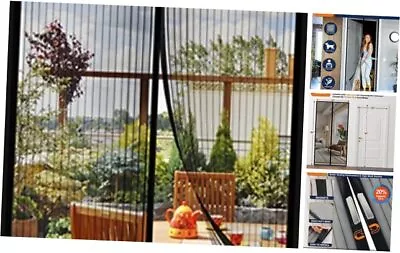 Mesh Screen With Magnetic Closure-Keeps Bugs Fit Door Size 38 X 82 Inch Black • $32.79