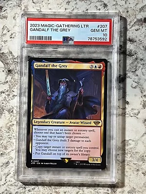 2023 MTG Lord Of The Rings Gandalf The Grey LTR #207 PSA 10 GEM MINT • $55