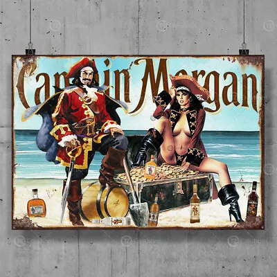 £15.99 • Buy CAPTAIN MORGAN Vintage Metal Tin Plaque Signs Man Cave Pub Club Cafe TIKI BAR