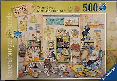 Ravensburger - 500 Piece - Crazy Cats... Knit One Purrl One - Jigsaw Puzzle • $16