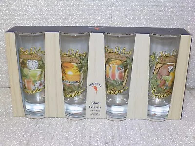 Margaritaville Jimmy Buffett Shot Glasses Tall Glass Five O'clock Somewhere • $25.16