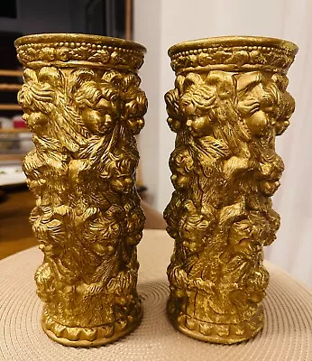 Vintage Cherub Collectors Gold Cherubs Antique Decoration Candleholders • $49