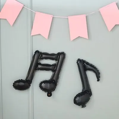6 BLACK Music Notes Mylar Foil Balloons Wedding Birthday Event Party Decorations • $4.45