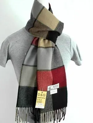 DG Men's Winter Scarf Check-Plaid Red Gray.Black.Cashmere Feel~Warm*Unisex • $9.99