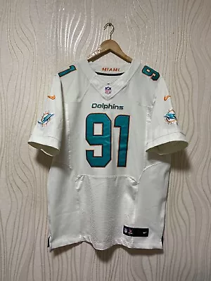 MIAMI DOLPHINS NFL SHIRT JERSEY NIKE Sz 48 MEN CAMERON WAKE #91 • $89.99