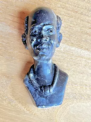 Vintage Hand Carved Soap Stone  Face Of African Elder   • $19.66