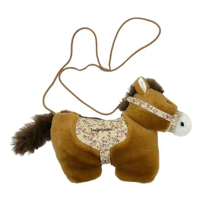 Longaberger Plush Crossbody Horse Purse Bag Zipper Floral Saddle Bridle Brown • $34.95