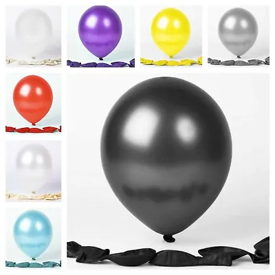 100 X Pearl Metallic Latex Balloons 10  Helium Wedding Party Baloons UK Ballons  • $3.78