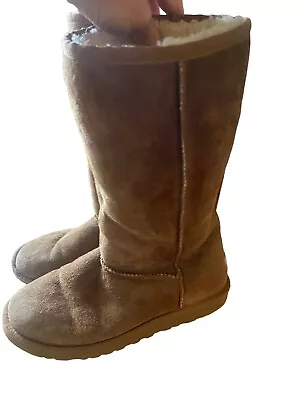 UGG Australia Boots Womens 6 Classic Tall II Round Toe Winter 5229 Brown Suede • $29.99