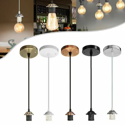 UK Light Pendant Fitting Ceiling Rose E27 Suspension Chandeliers Light Base • £6.99