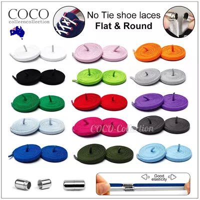 2024 Flat No Tie Laces Shoe Elasticity Shoelaces Of Sport Sneaker Lazy Laces OZ • $4.99