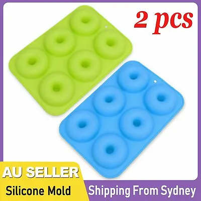 $13.95 • Buy 2pcs Silicone Donut Mold Muffin Chocolate Cake Cookie Doughnut Baking Mould Tray