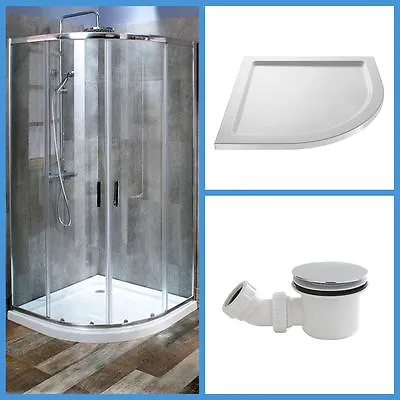 Offset Quadrant Shower Enclosure Walk In Corner Shower 6mm Glass Door Tray Waste • £305