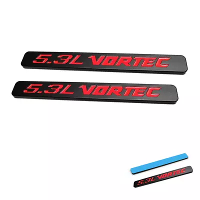 2x Black Red 5.3L VORTEC Emblem Badge For Chevy Silverado 1500 2500HD GMC Sierra • $12.98