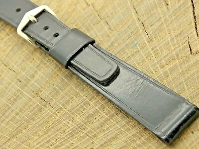 £50.30 • Buy Vintage Belfort NOS Unused Black Leather Watch Band Silver Tone Buckle 17.5mm