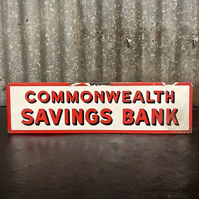 COMMONWEALTH SAVINGS BANK  Genuine Vintage Counter Top Enamel Sign • $439