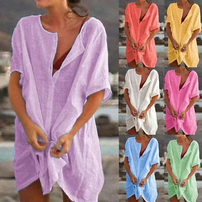 £8.59 • Buy Women Summer Swimwear Beachwear Bikini Beach Cover Up Shirt Dress Tunic Tops UK