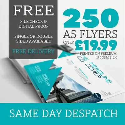 £22.99 • Buy 250 A5 Flyers Leaflets Printed Full Colour On Premium 170gsm Silk Paper