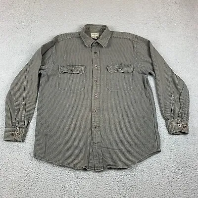 Vintage L.L. Bean Shirt Mens M Gray Striped Outdoor Work Shacket Heavyweight • $24.55