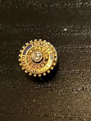 Vintage Rotary International Past President 10K Yellow Gold Pin W/ 3mm Diamond • $125