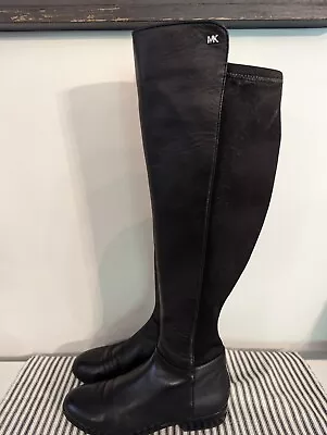 Michael Kors Boots Zip Up Over The Knee Black Leather Size 6M/36M FR19 New • $58