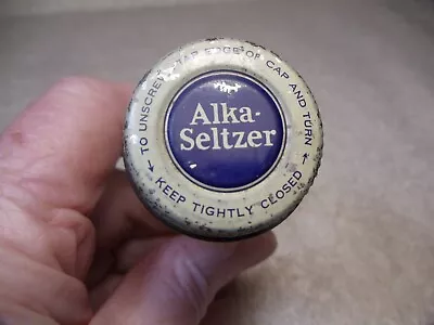 Vintage Alka-seltzer 2 1/2  Glass Bottle With Metal Lid • $8.50