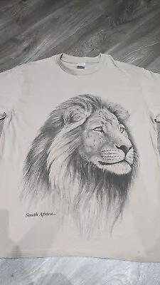 Vintage South Africa Tourist T-Shirt Lion - Brown - Size Large On A Vic Bay Tag  • £14.99