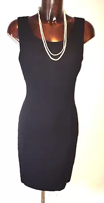 Marilyn Anselm Hobbs Black Virgin Wool Knee Length Pencil Dress Size 12 • £10