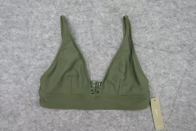 J.Crew Bikini Top Small S Plunge V-Neck Green Safari G9418 Swimsuit Bathing Suit • $20.95