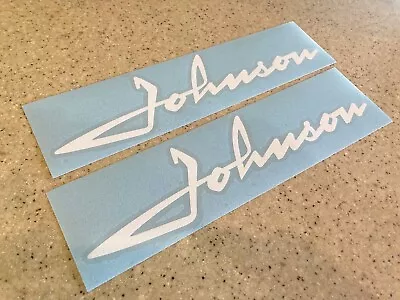 Johnson Vintage Outboard Motor Decals White 12  Pair Vinyl + FREE Shipping! • $14