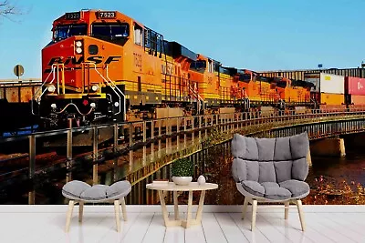 3D Orange Train Wall Murals Wallpaper Murals Wall Sticker Wall Print 18 • $180.15