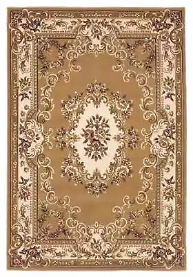 8'X11' Beige Ivory Machine Woven Hand Carved Floral Medallion Indoor Area Rug • $107.82