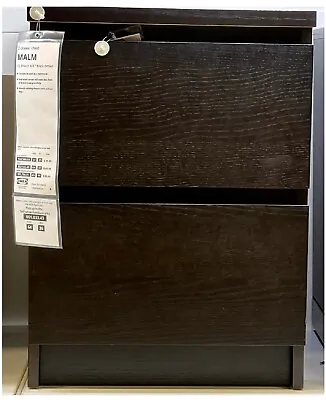 IKea MALM 2 Drawer Chest NightStand Black Brown 15 3/4x21 5/8  001.033.43 New • £104.51