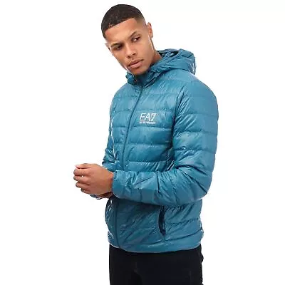 Men's Emporio Armani EA7 Core ID Down Hooded Jacket In Blue • £129.99