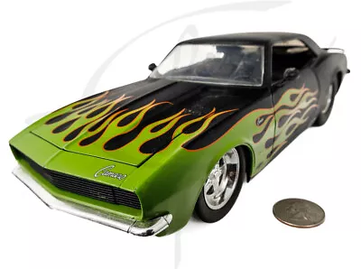 Vintage Jada Toys 1:18 Diecast Car 1968 Chevy Camaro Green Flames • $14.95