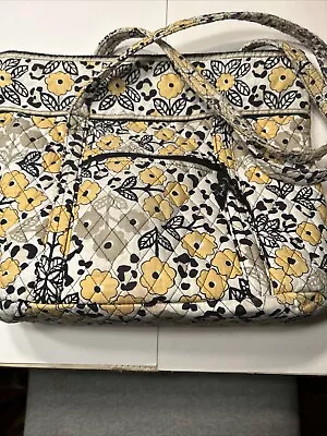 Vera Bradley Go Wild Print Handbag Large Yellow-Black-White Make A Statement • $4.99